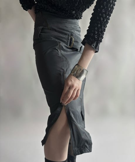 【USED】 Belt Design Zip-Up Skirt / 250906-004