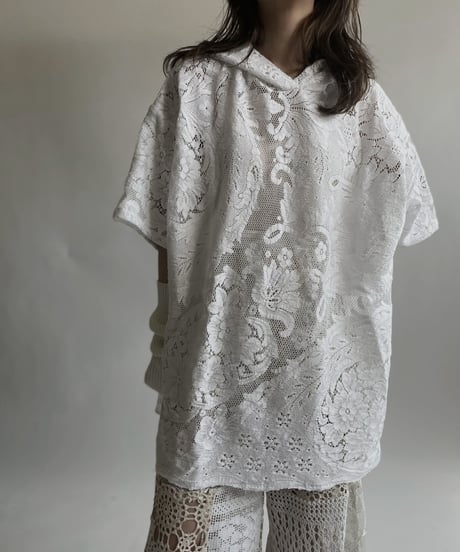 【RE;CIRCLE】 RE Crochet Lace S/S Hoodie / 220427-026