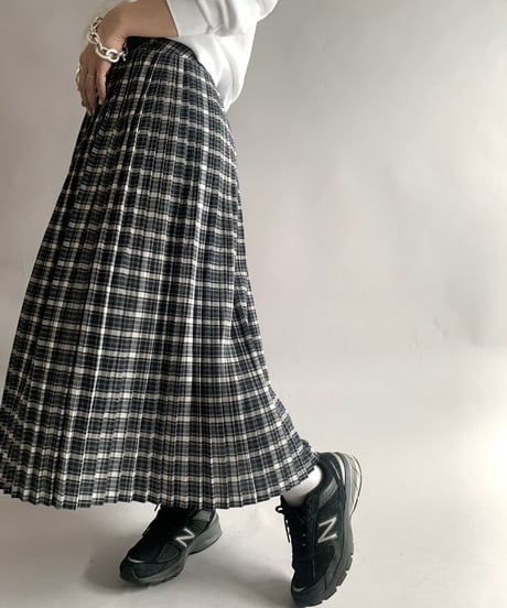【USED】 ALEXON Check Patterned Pleats Skirt / 241102-017