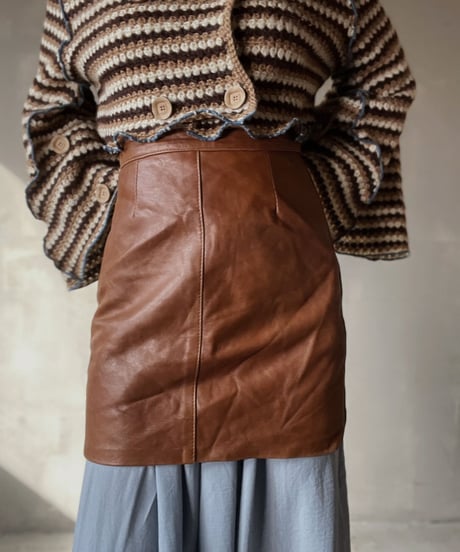 【USED】　Leather Short Skirt①/ 220212-039