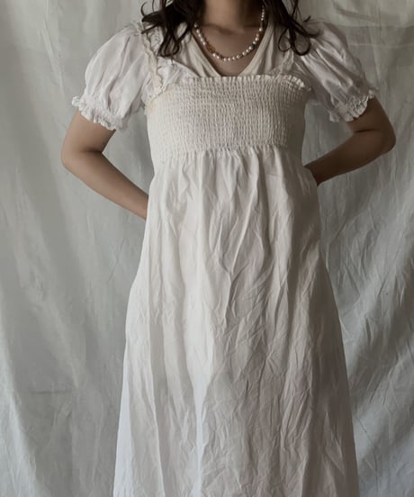 【USED】 White Cotton Camisole Dress②/210421-010