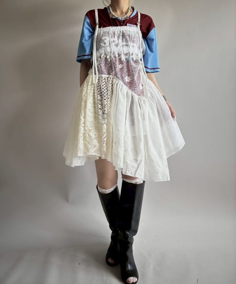 【RE;CIRCLE】RE Crochet Lace Patch work Camisole One-Piece Middle/250731-003