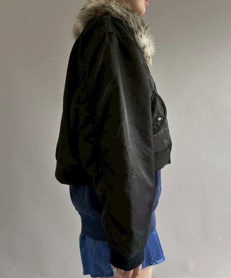 【RE;CIRCLE】  RE MA-1 Patched Fur Collar Short Jacket Black/ 251120-006