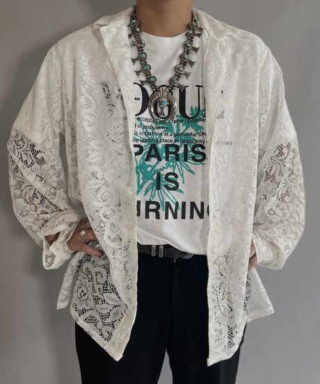 【RE;CIRCLE】 RE Men's Crochet Lace Shirt / 220915-004