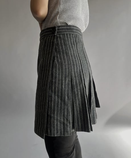 【USED】 Stripe Patterned Mini Skirt/  240224-026
