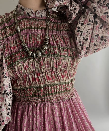 【RE;CIRCLE】 RE Indian Cotton Balloon Sleeved One-piece / 220901-006