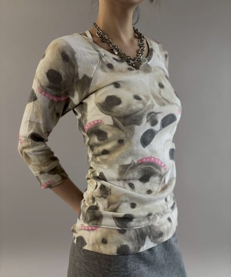 【USED】 Dog print L/S Top / 260307-003