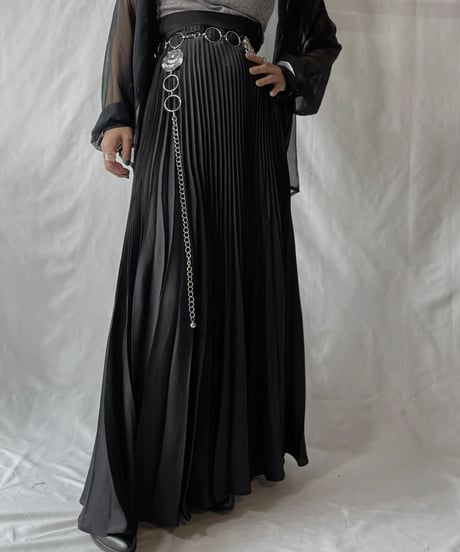 【USED】 Poly  Long Pleats Skirt③/20210819-029
