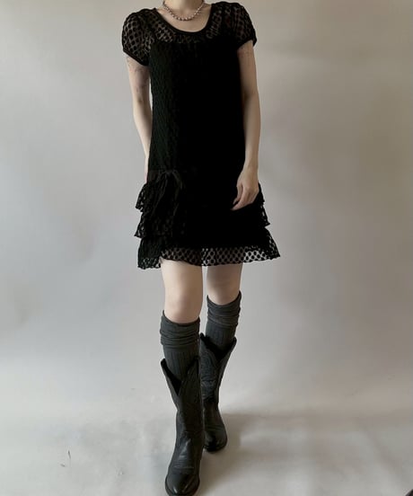 【USED】 Lace Pattern S/S Sheer One-Piece  / 250628-001