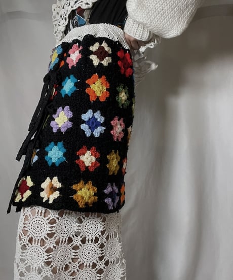 【RE;CIRCLE】 RE Granny Knit×Lace Long Skirt①/210917-005