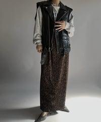 【USED】 Leopard Patterned Velour long Skirt/24203-021