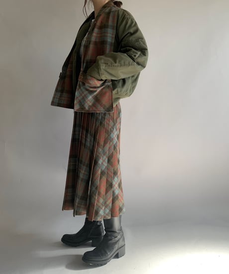 【USED】 Check Patterned Wool Long Skirt / 241124-008
