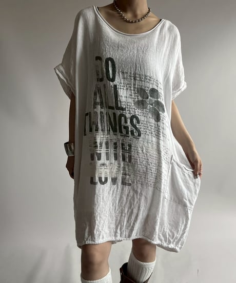 【USED】 Made in Italy Linen Over Size T-Shirt / 250726-026