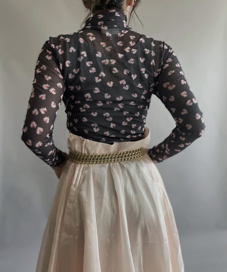 【USED】 Flower Pattern Poly Top / 230408-004