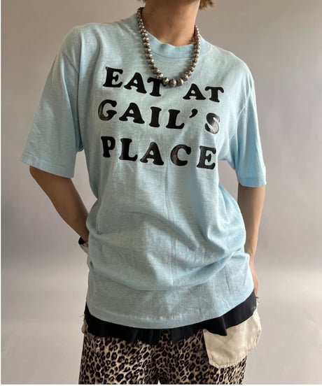 【USED】70~80's Flock Print T-Shirt /240824-050