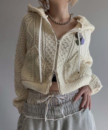 【RE;CIRCLE】 RE Aran Knit Double Zip-up Parka / Ivory / 251030-007