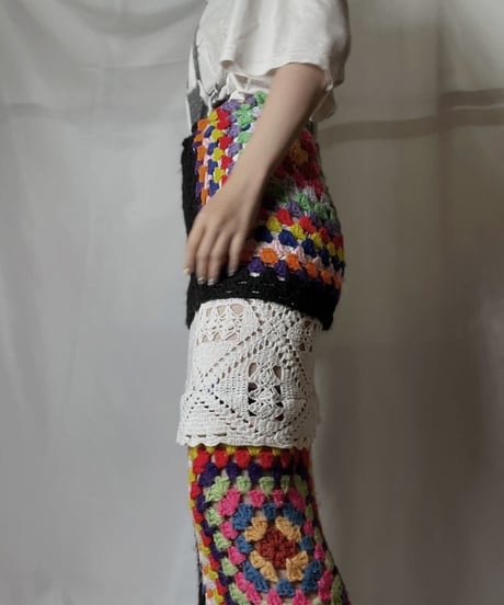 【RE;CIRCLE】 RE Granny Knit×Lace Long Skirt②/210917-007
