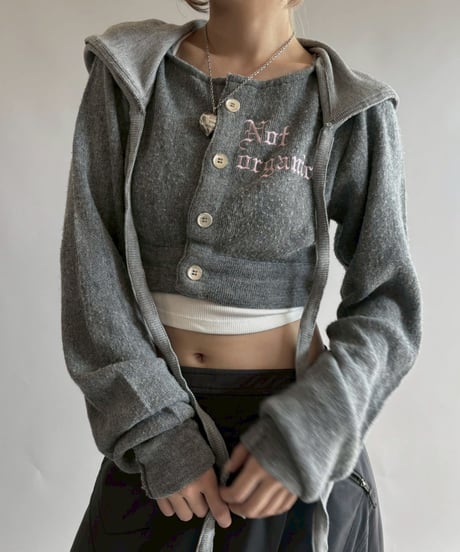 【RE;CIRCLE】 RE Hooded Acrylic Short Cardigan / 251016-009