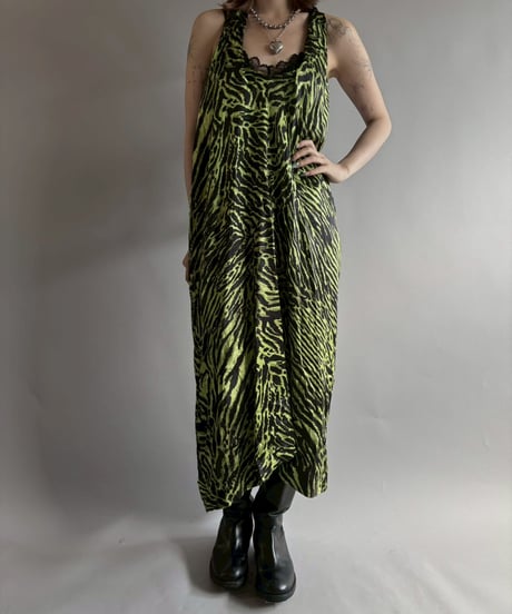 【USED】 GANNI Zebra Pattern Halter Neck One-Piece  /251004-027