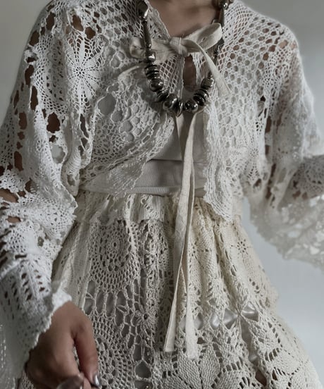 【RE;CIRCLE】 RE Crochet Lace Flare Sleeves Bolero / 220526-030
