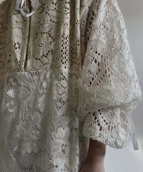 【RE;CIRCLE】 RE Crochet Lace Open Collar One-piece / 220427-030