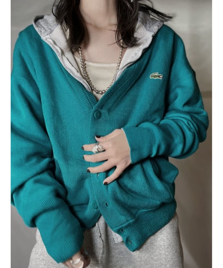 【USED】 LACOSTE Acrylic Knit Cardigan  ⑰ / 220111-032