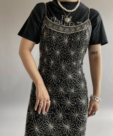 【USED】 Lame Patterned Camisole Long One-Piece /240810-014