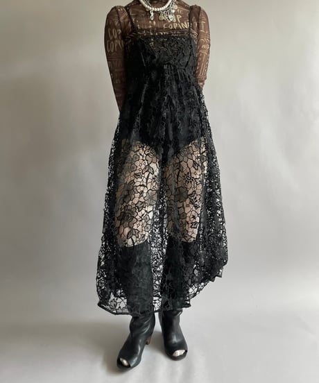 【USED】 Dead Stock Lace Patterned Camisole Long One-Piece /240914-027