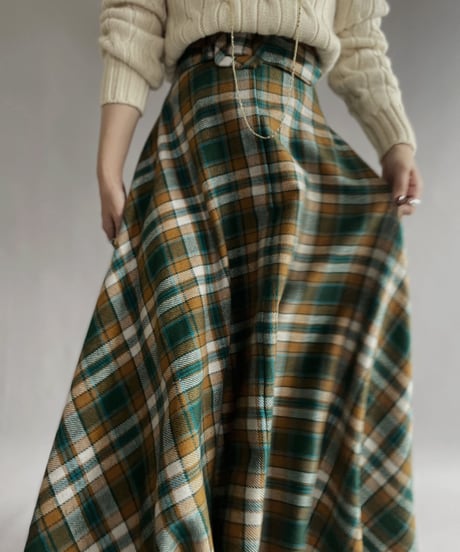 【USED】  Checked Long Skirt / 221105-023