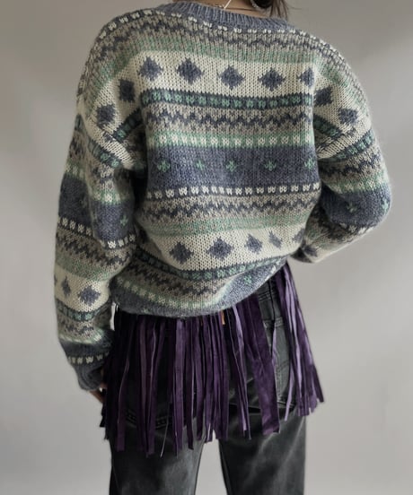 【USED】 L.L. Bean Nordic Patterned Mohair knit Top / 231209-016