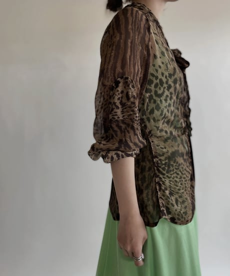 【USED】 YSL Leopard Long Sleeves Blouse / 220514-011