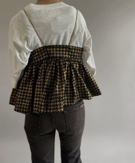 【USED】BRYAN and JOHNNY Houndstooth Patterned Camisole Top/ 240421-010