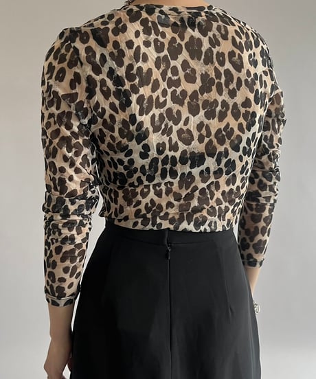 【USED】Leopard Patterned Sheer L/S Top /240907-028