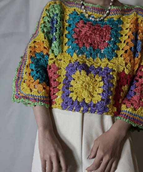 【RE;CIRCLE】 RE Granny Knit S/S Top②/210917-016