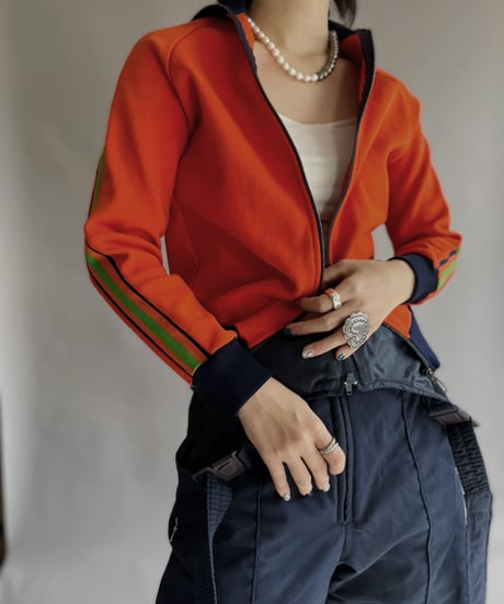 【USED】 Zip-up Line Top Orange / 230128-018