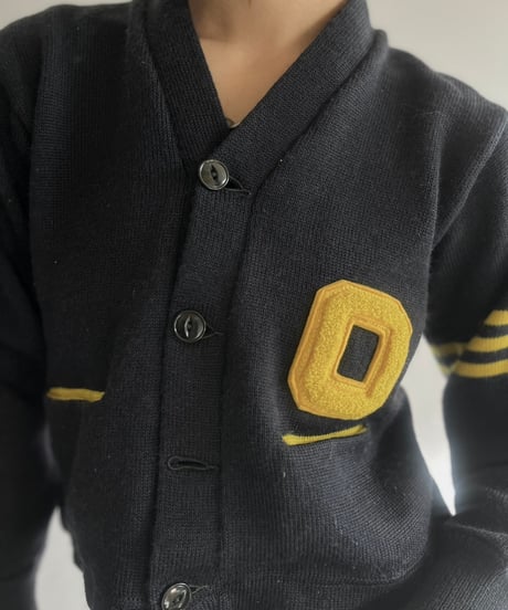 【USED】 Vintage Wool Lettered Cardigan/241130-010