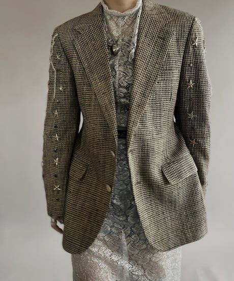 【USED】BRYAN and JOHNNY Houndstooth Patterned Design Jacket/ 240421-015