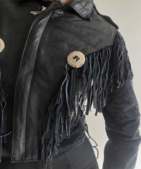 【USED】 Zip Up Fringe Leather Jacket /250201-017