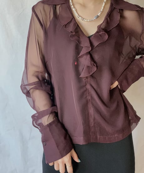【USED】L/S See-through  Blouse  /210318-007