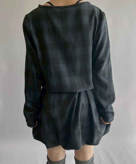 【USED】 Cop.Copine Balloon Hem Checked One-Piece  /251014-021