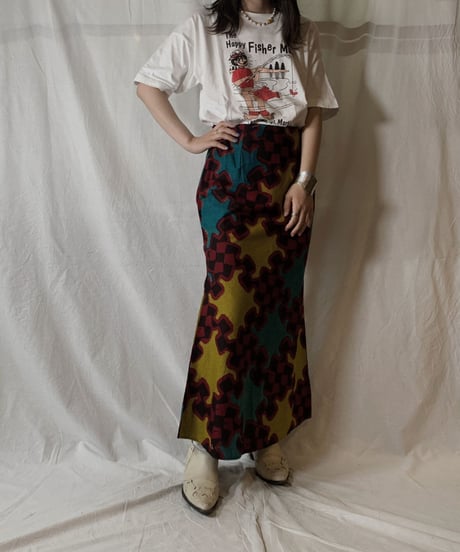 【USED】 African Batik Long Skirt/ 210604-045
