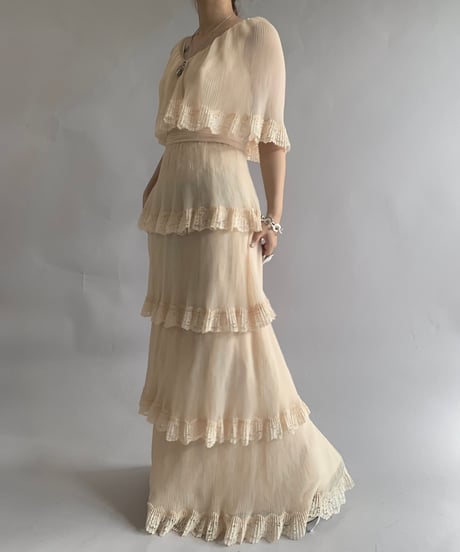 【USED】 Pleats Tiered Long One-Piece /241102-015