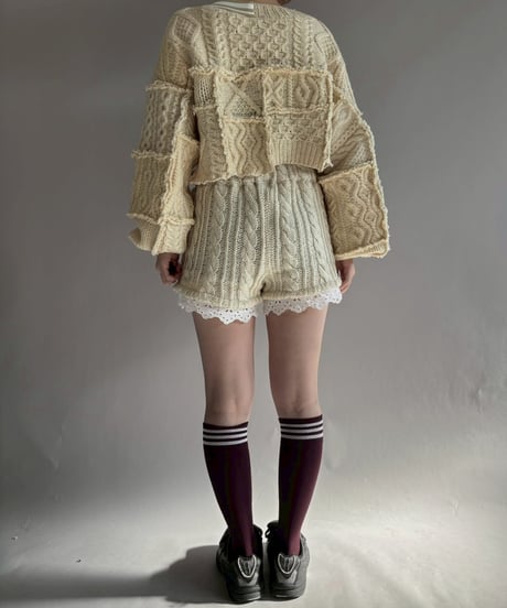 【RE;CIRCLE】 RE Aran Knit Wappen Patchwork Pullover Top / 251218-001