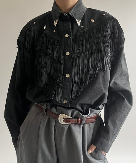 【USED】 Made in USA  Fringe Western Shirt /250301-006