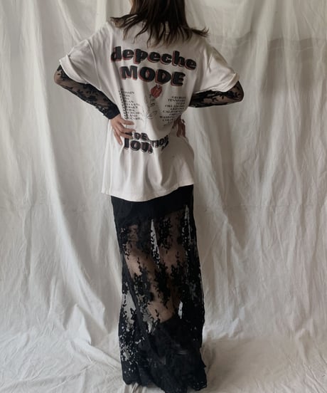 【USED】  USA Flower Patterned Lace Dress/210506-030