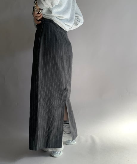 【USED】 Stripe Patterned Long Skirt/ 241124-028