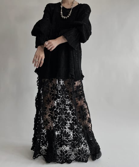 【RE;CIRCLE】 RE Crochet Black Lace One-piece / 220728-021