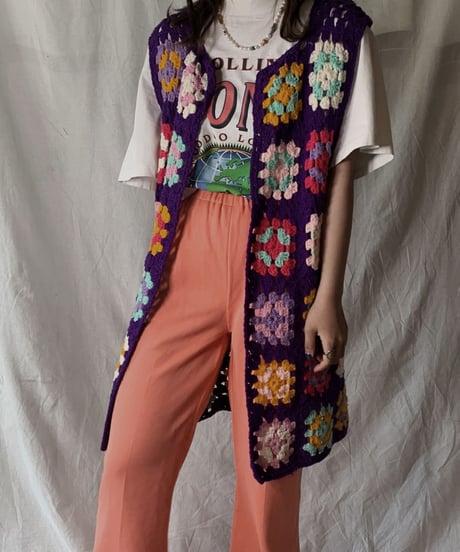 【USED】 Granny Knit Long Vest  /210421-024