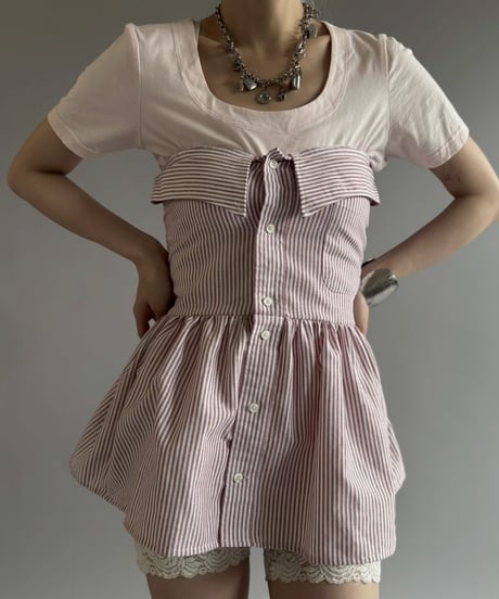 【RE;CIRCLE】  RE Stripe Shirt Mini One-Piece / 260611-001