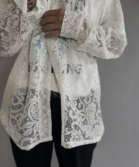 【RE;CIRCLE】 RE Men's Crochet Lace Shirt / 220915-004